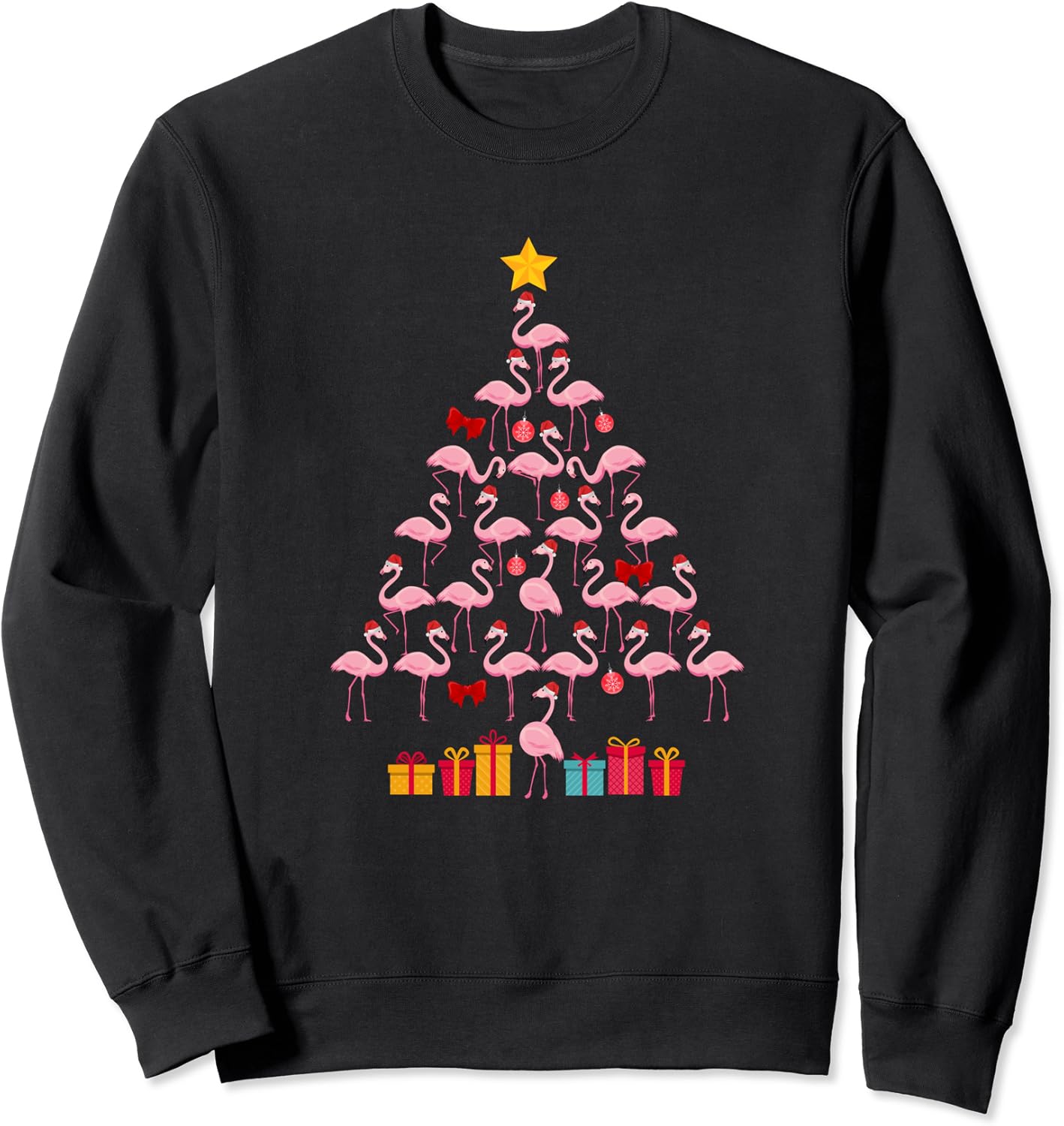 Christmas Tree Flamingo Xmas Holiday Sweatshirt Clothing